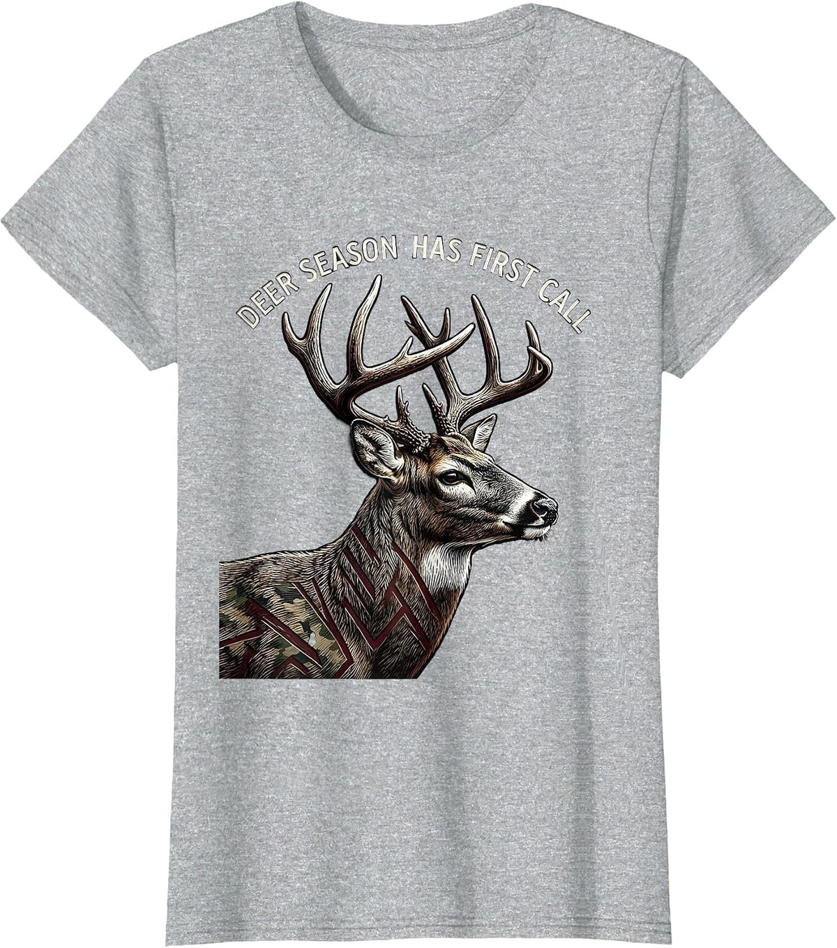 Deer Season Has First Call Funny Hunting Dad Gift T-Shirt - Heather Grey
