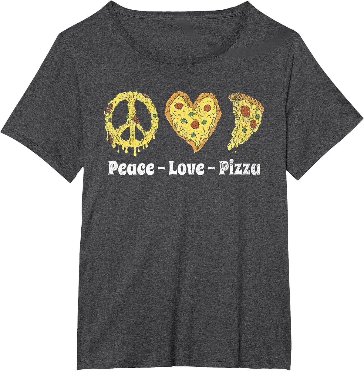 Peace Love Pizza T-Shirt - Dark Heather Grey