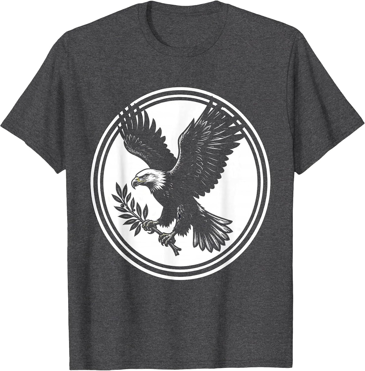 Bald Eagle Olive Branch Faith Family Freedom T-Shirt - Dark Heather Grey