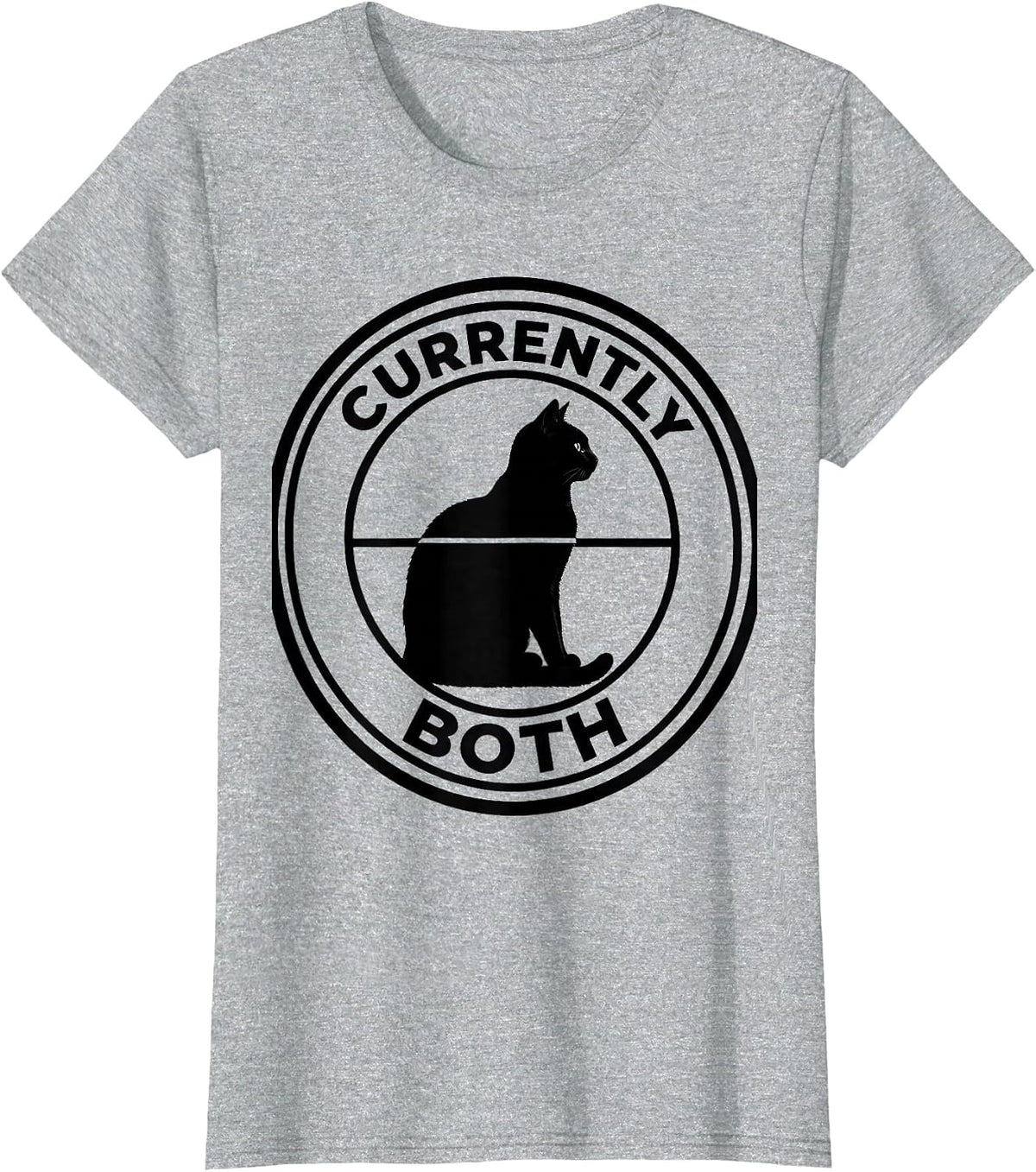 Currently Both Quantum Physics Cat Humor Science Geek T-Shirt - Heather Grey