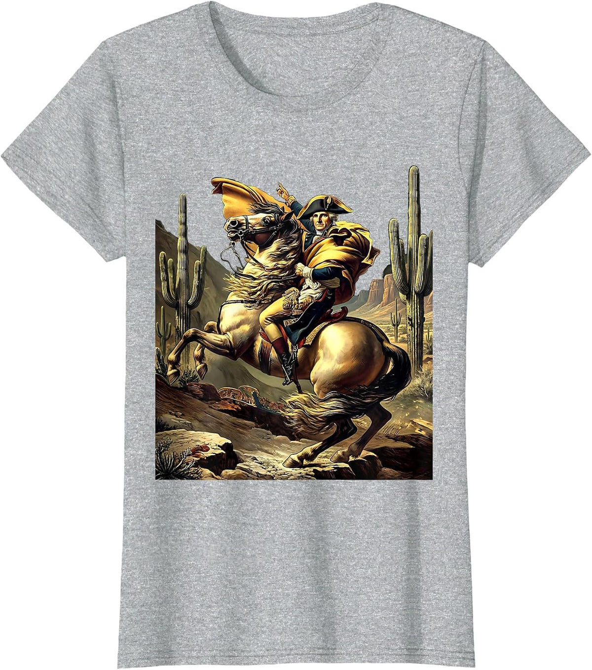 Lone Cowboy Riding Horse Through Desert T-Shirt - Heather Grey