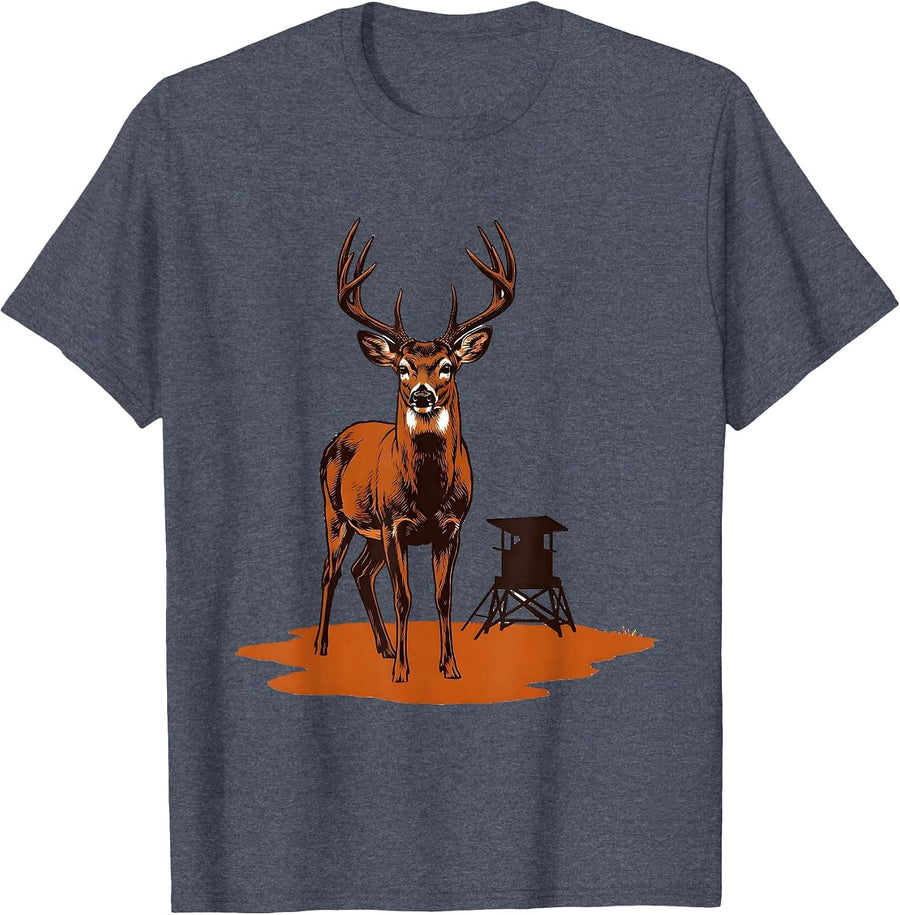 Whitetail Buck Hunting Dad Funny Deer Hunter Gift T-Shirt - Heather Blue