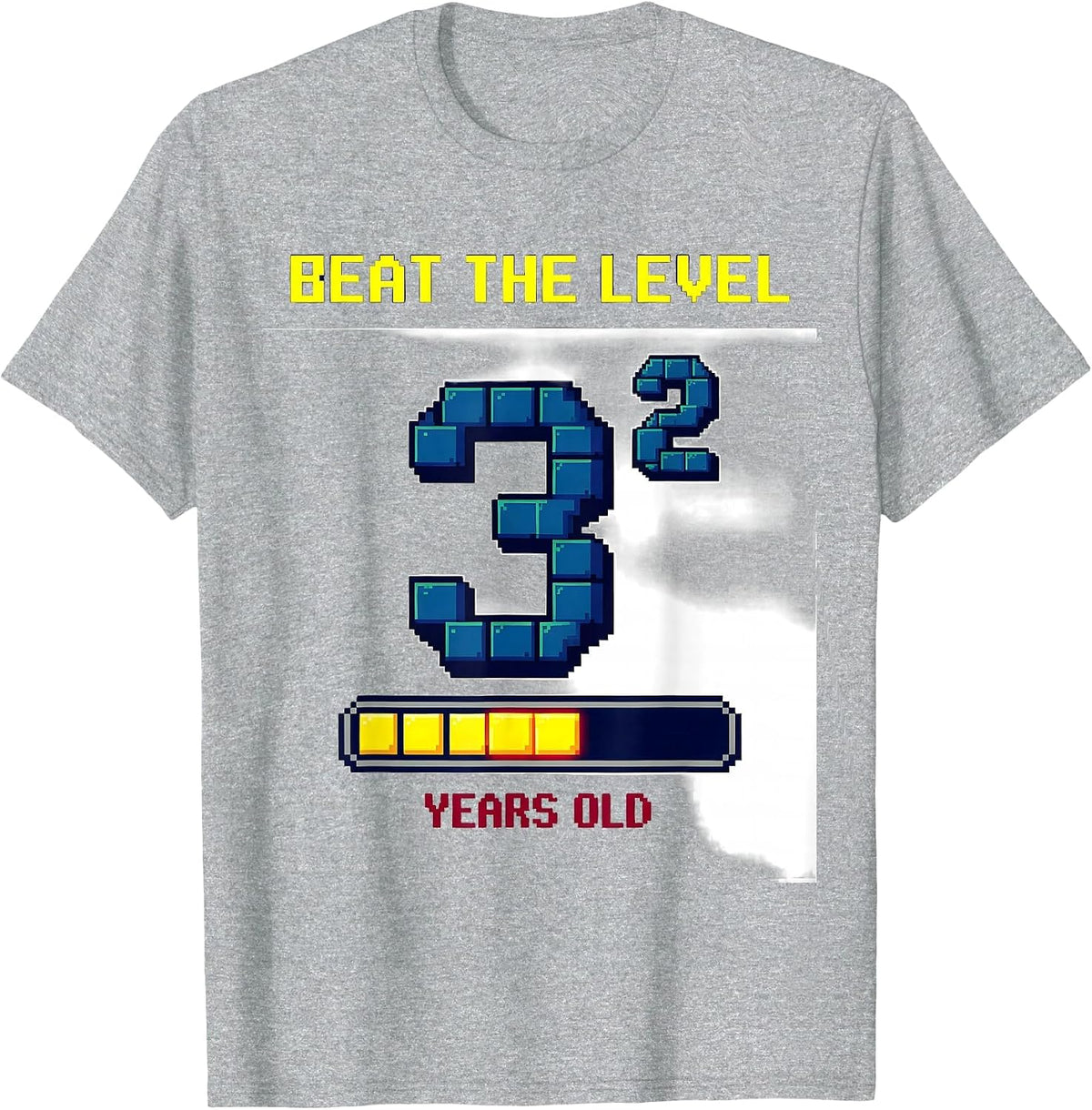 Men's Beat The Level: 3² Years Old Math Joke Birthday Gift T-Shirt - Heather Grey