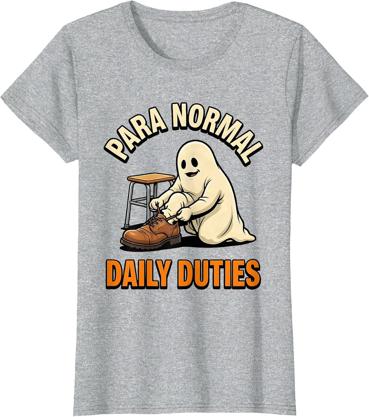 Para Normal Daily Duties Funny Ghost Paraprofessional T-Shirt - Heather Grey