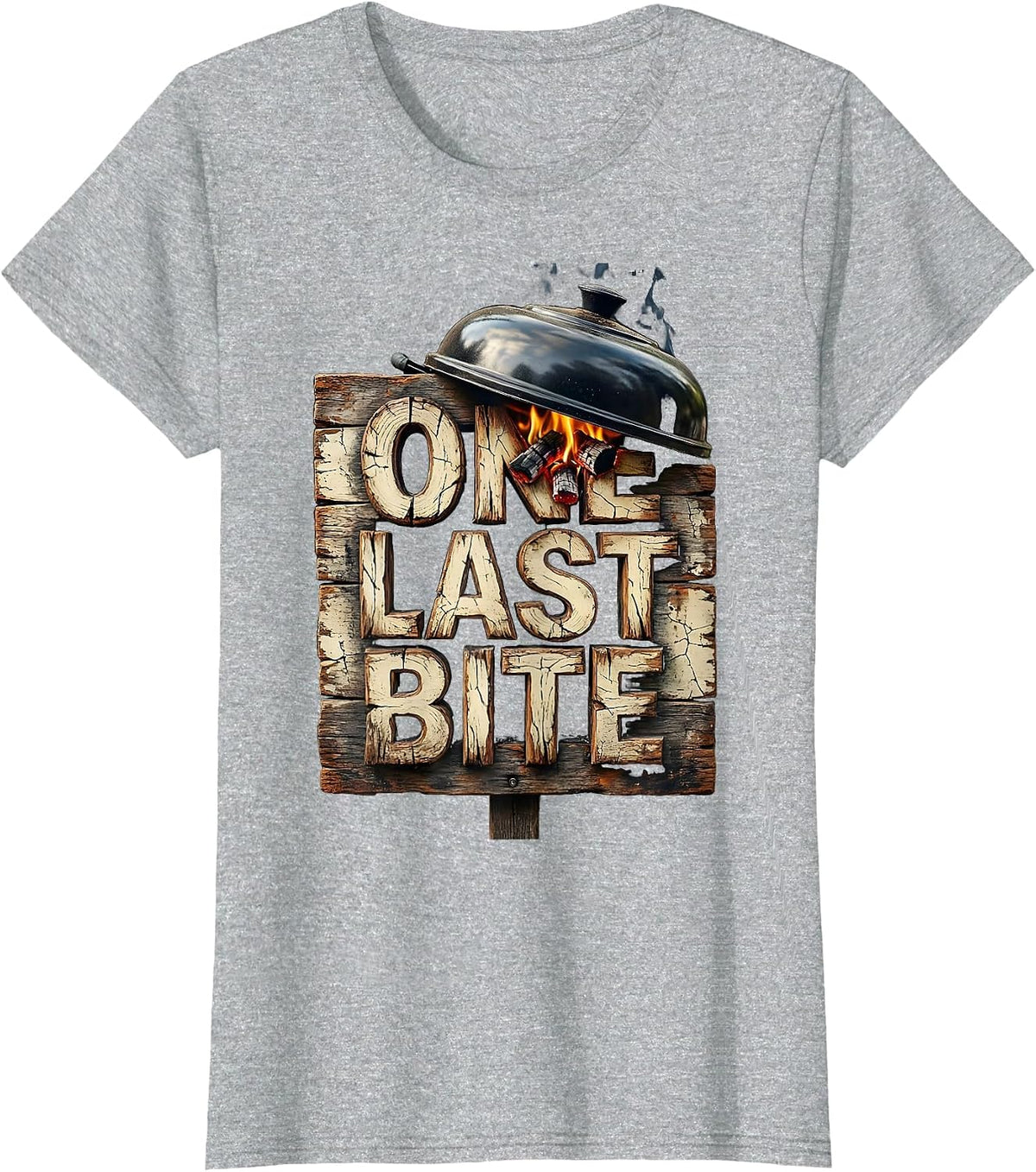 One Last Bite Distressed BBQ Pitmaster Labor Day T-Shirt - Heather Grey