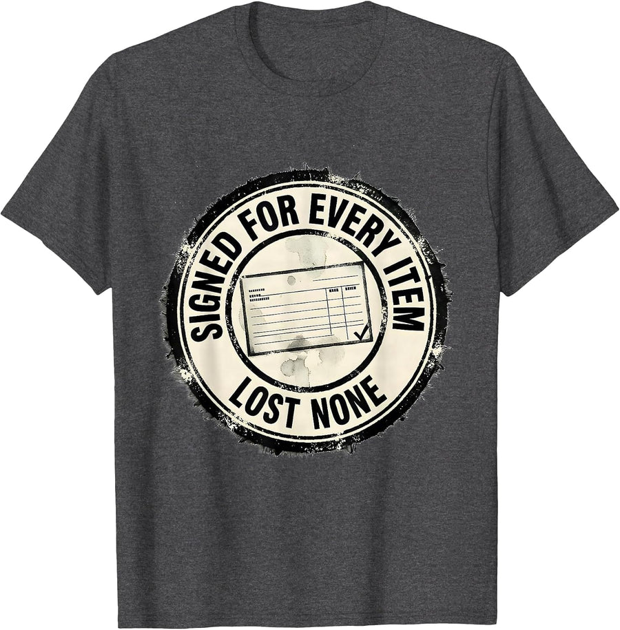 Men's Signed For Every Item, Lost None Veteran US Army Air Force T-Shirt - Dark Heather Grey