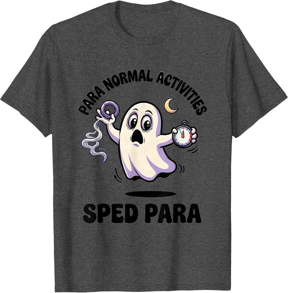 Men's Para Normal Activities SPED Para Ghost Halloween T-Shirt - Dark Heather Grey