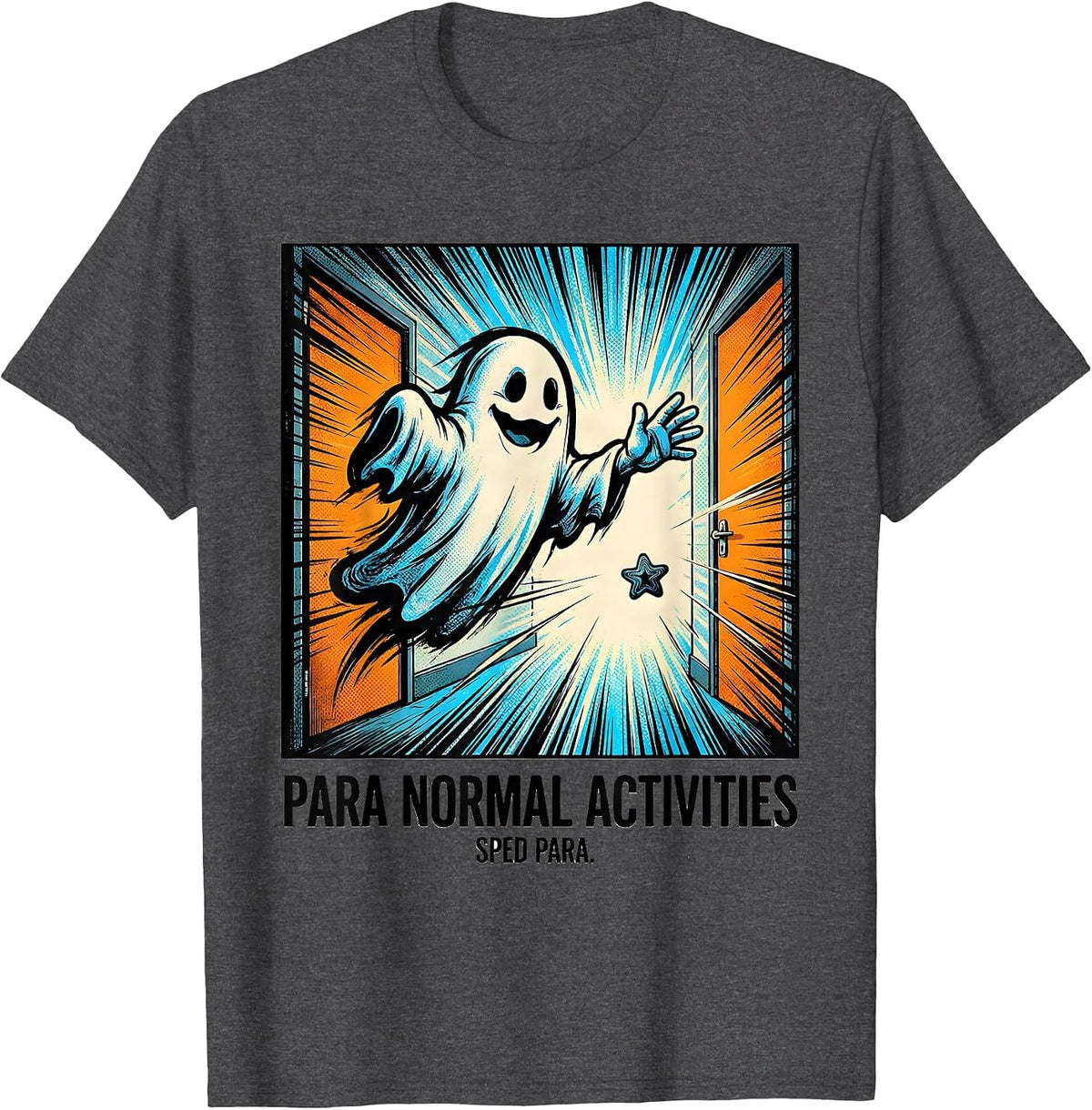Para Normal Activities SPED Para Ghost Comic Book Halloween T-Shirt - Dark Heather Grey