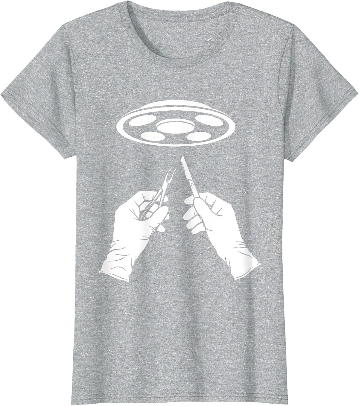 Surgeon Hands Operation Spotlight Emergency Tee T-Shirt - Heather Grey