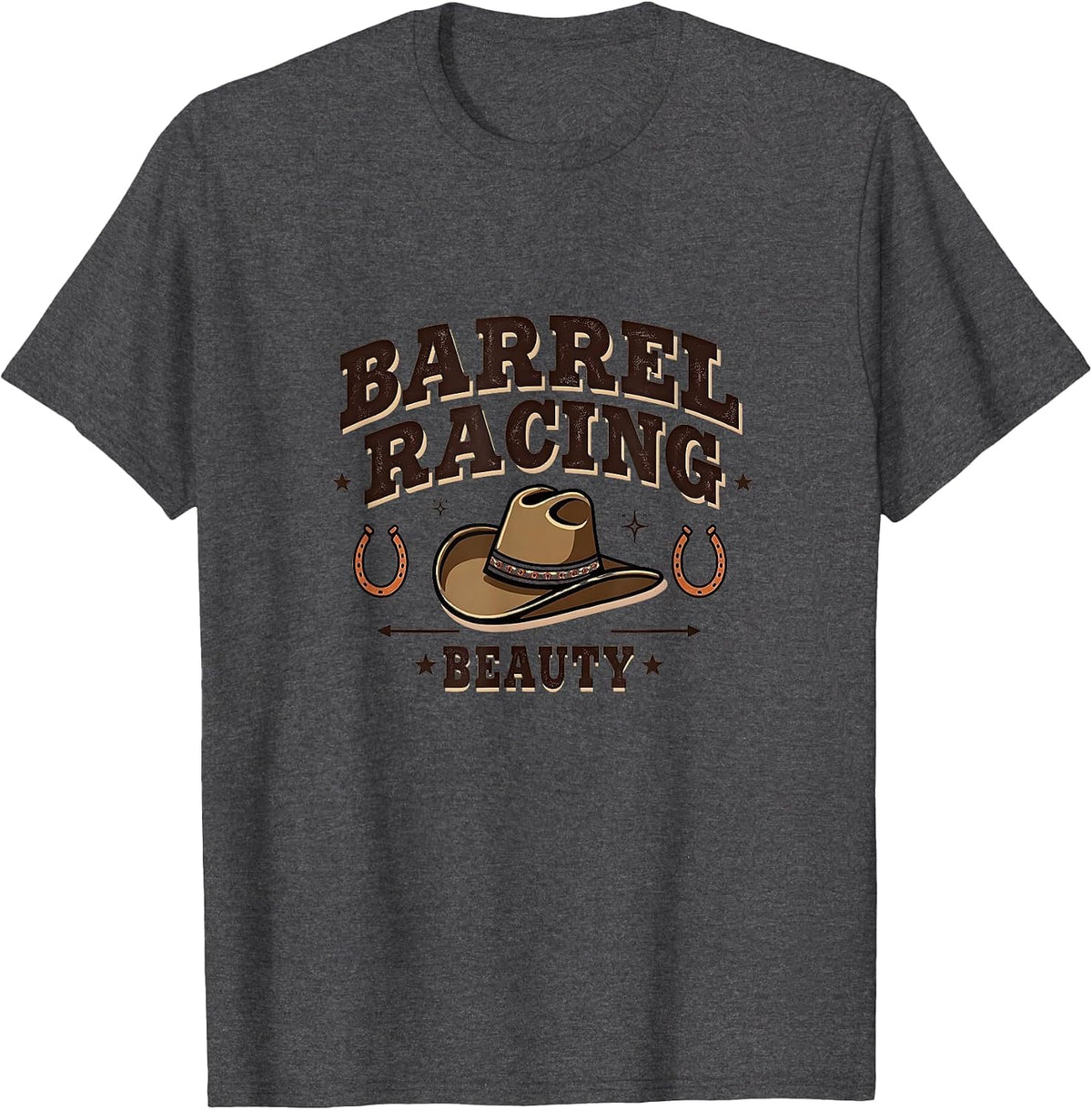 Barrel Racing Beauty Western Rodeo Design T-Shirt - Dark Heather Grey