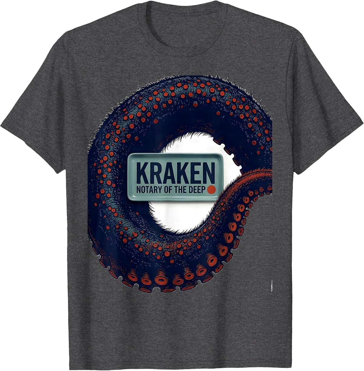 Men's Kraken Notary Of The Deep Editorial Conceptual Octopus Lover T-Shirt - Dark Heather Grey