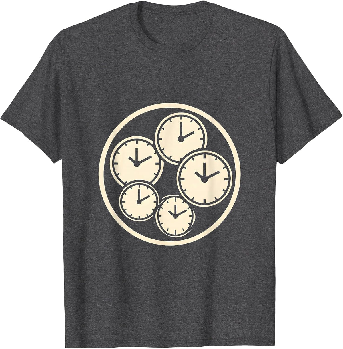 Neurodiversity Many Clocks Different Times Graphic T-Shirt - Dark Heather Grey