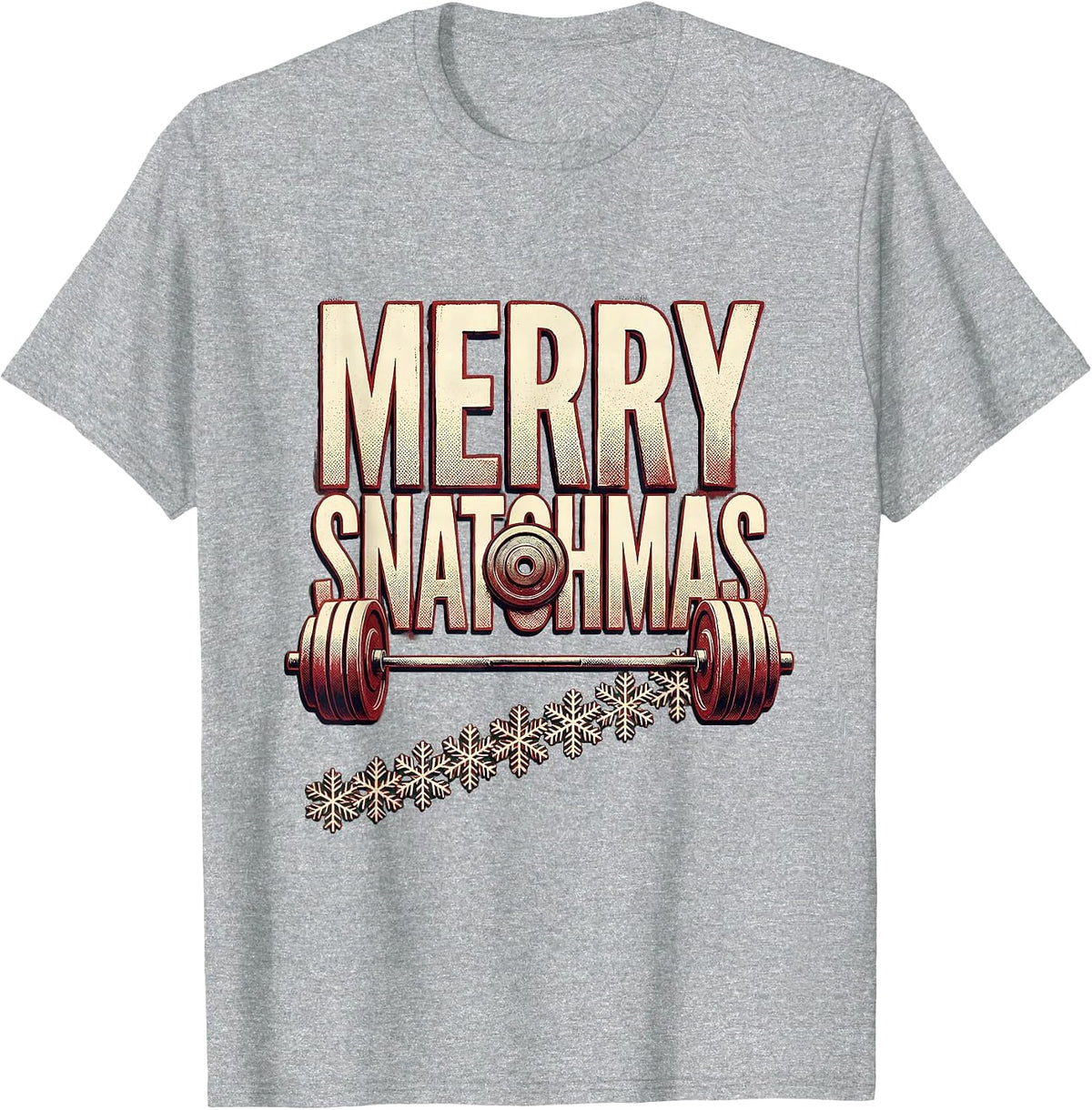 Men's Merry Snatchmas Funny Christmas Gym Workout Weightlifting T-Shirt - Heather Grey