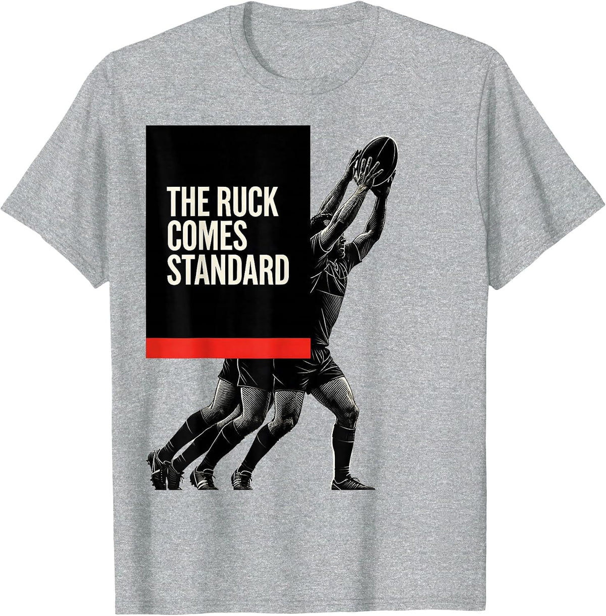 Men's The Ruck Comes Standard Funny Rugby Player Coach Vintage T-Shirt - Heather Grey
