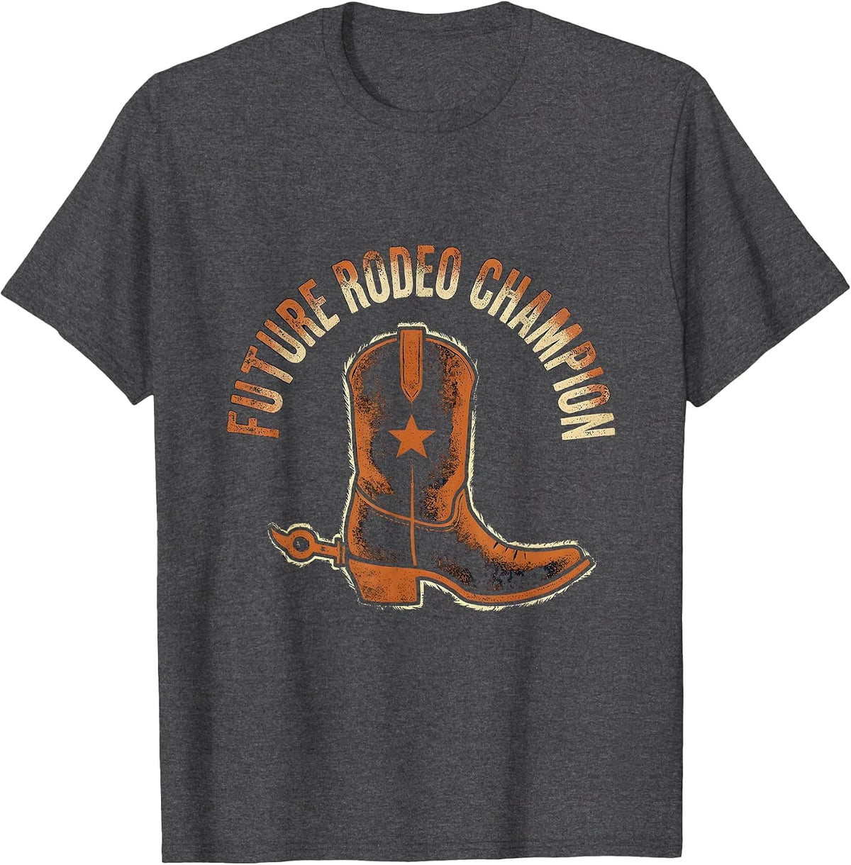 Future Rodeo Champion Kids Western Design T-Shirt - Dark Heather Grey