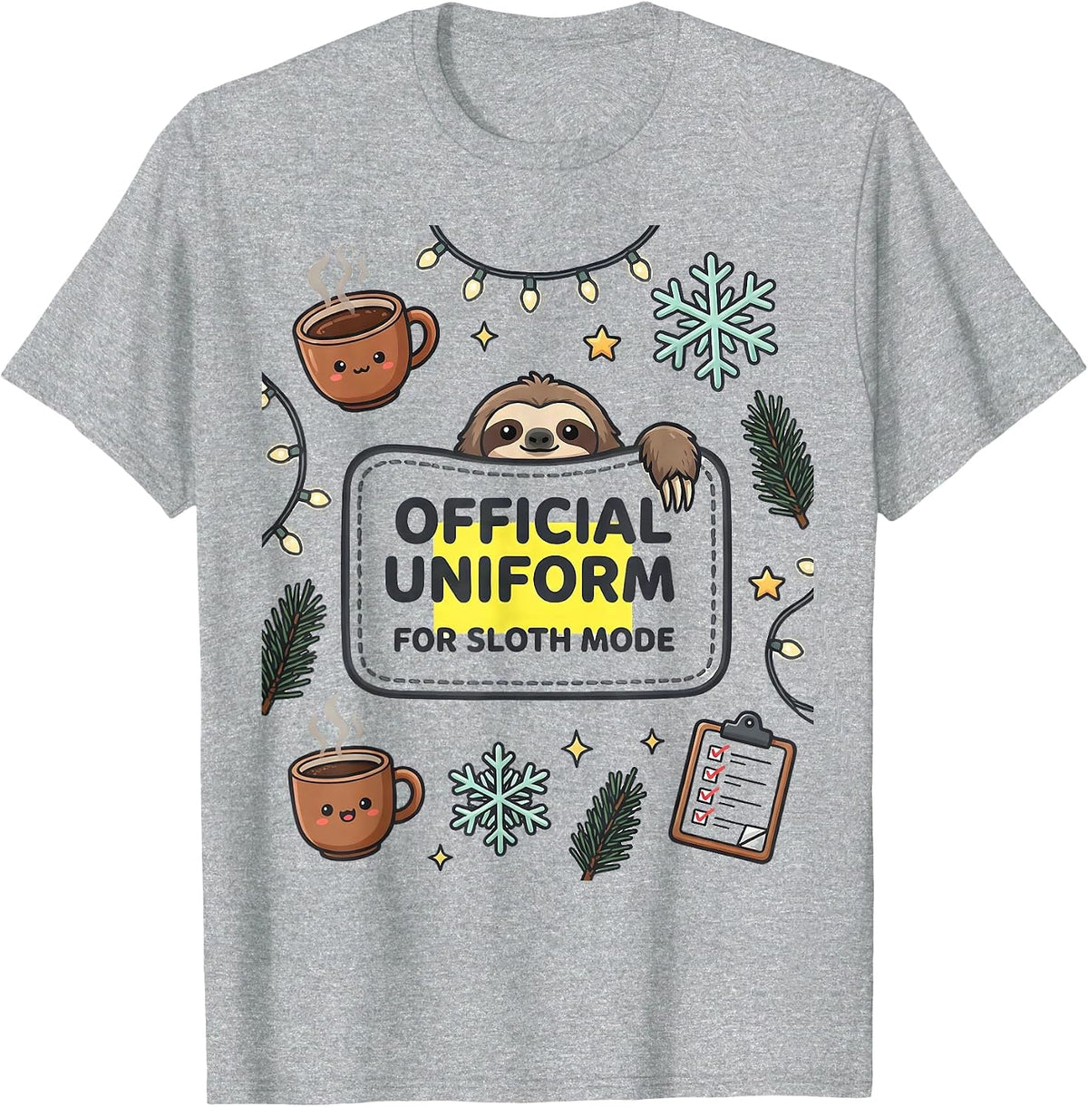 Men's Official Uniform For Sloth Mode Funny Sloth Christmas Pajama T-Shirt - Heather Grey