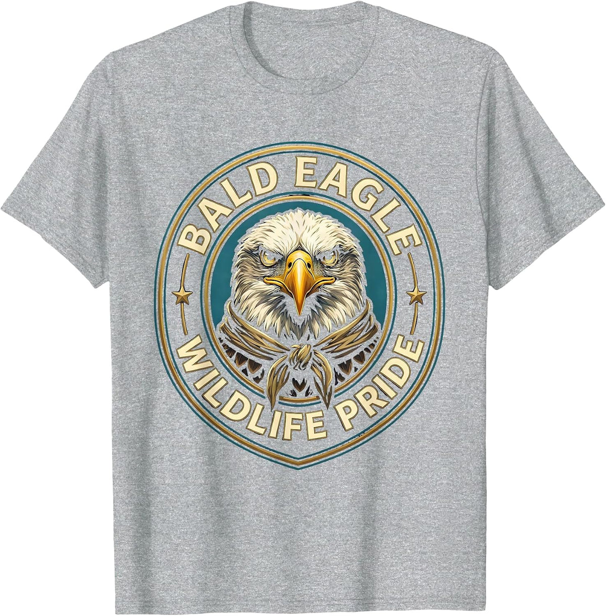 Men's Bald Eagle Head Scarf Emblem Kids Eagle Pride T-Shirt - Heather Grey