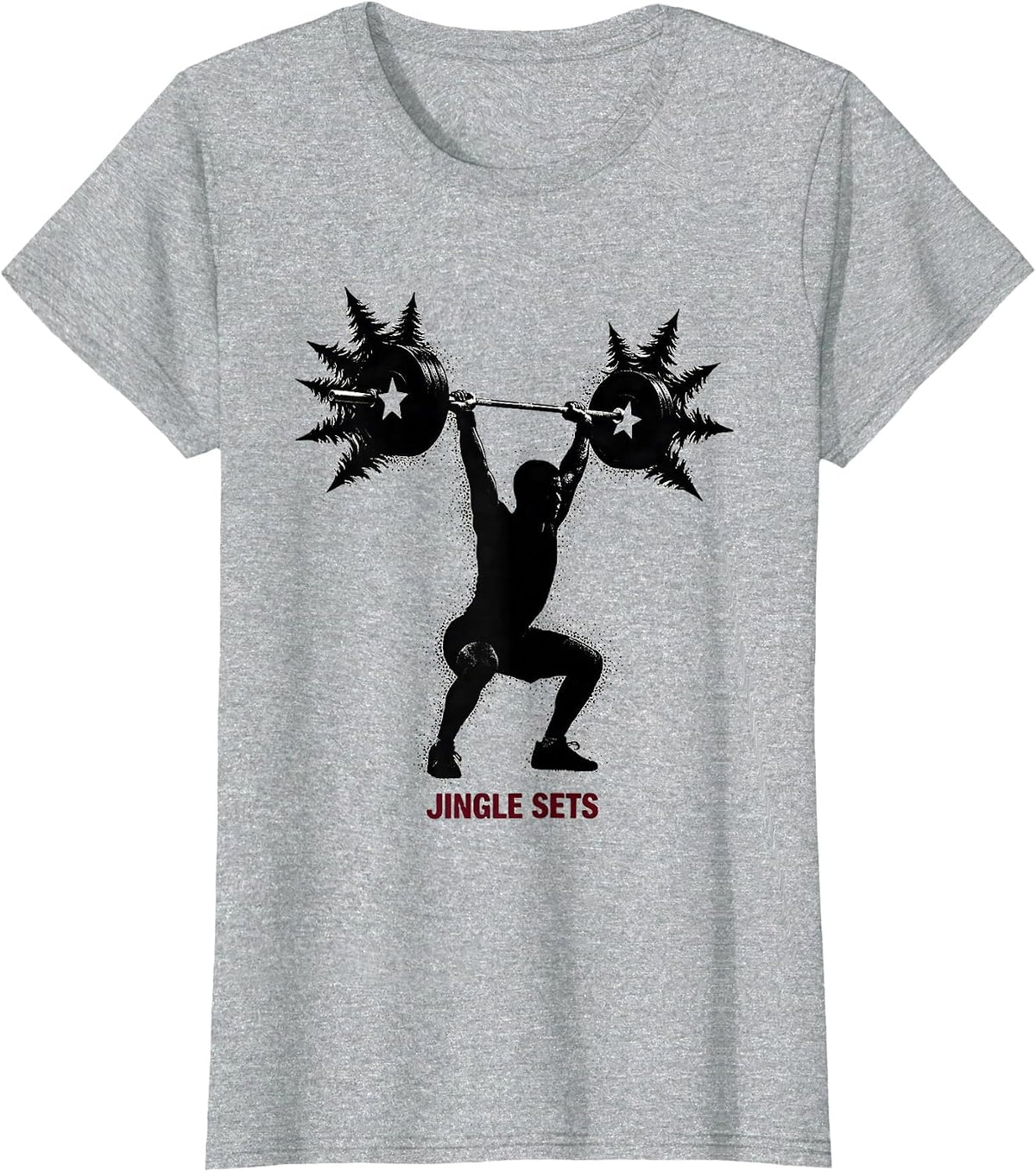Jingle Sets Blackwork Dotwork Christmas Weightlifting Gym T-Shirt - Heather Grey