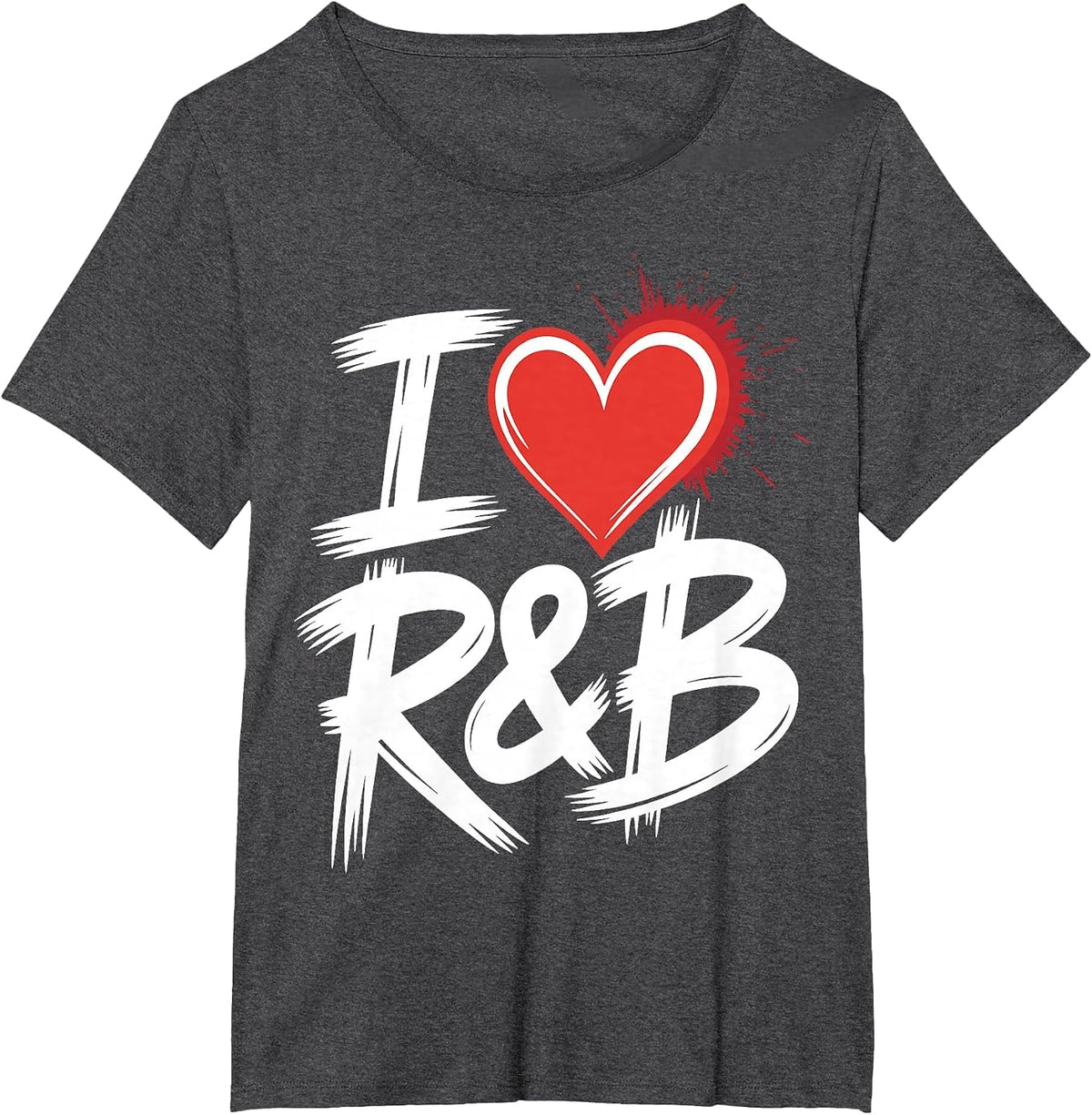 I Love R&B Bold Grunge Heart T-Shirt - Dark Heather Grey