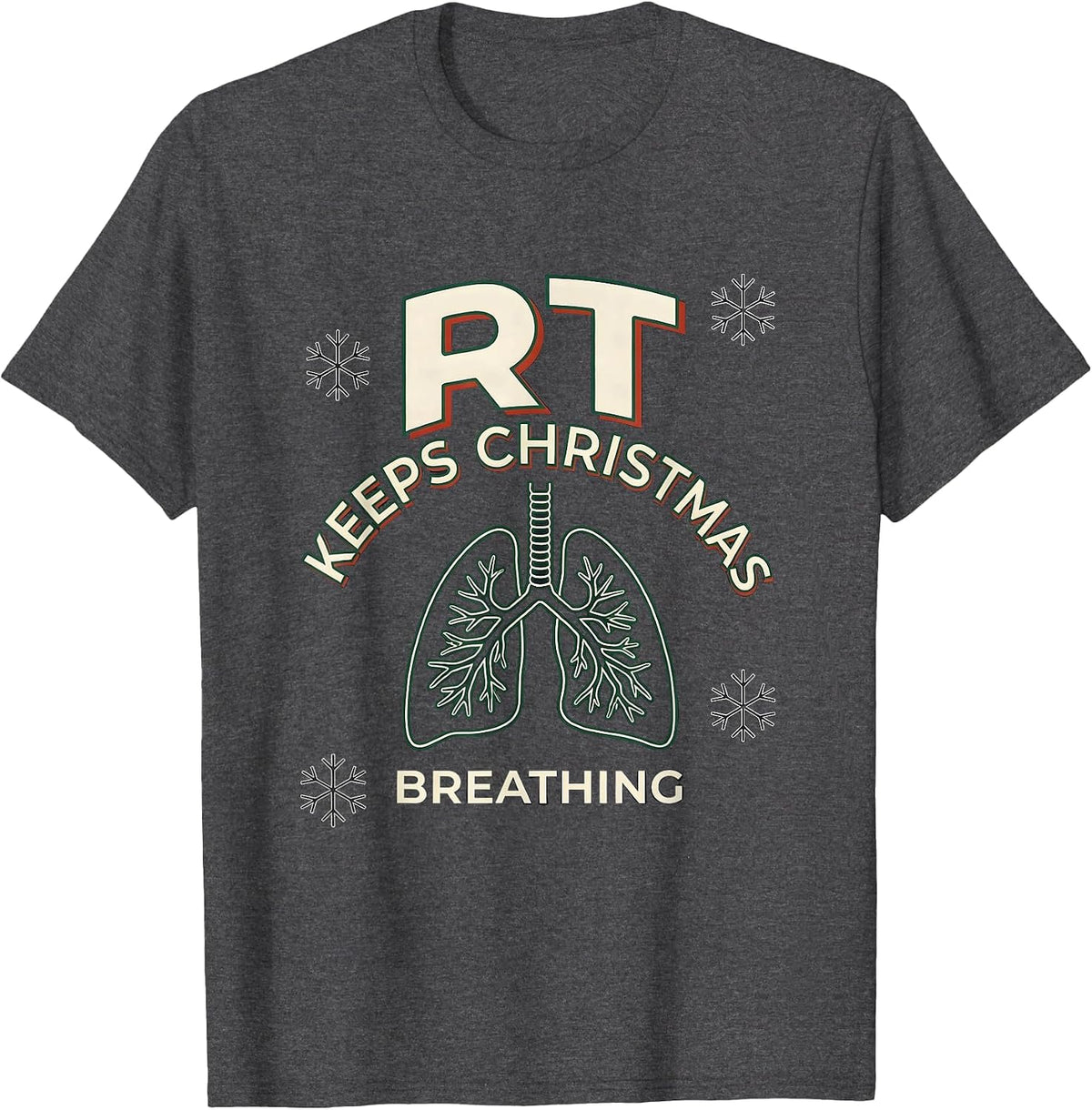 RT Keeps Christmas Breathing Funny Respiratory Therapist T-Shirt - Dark Heather Grey