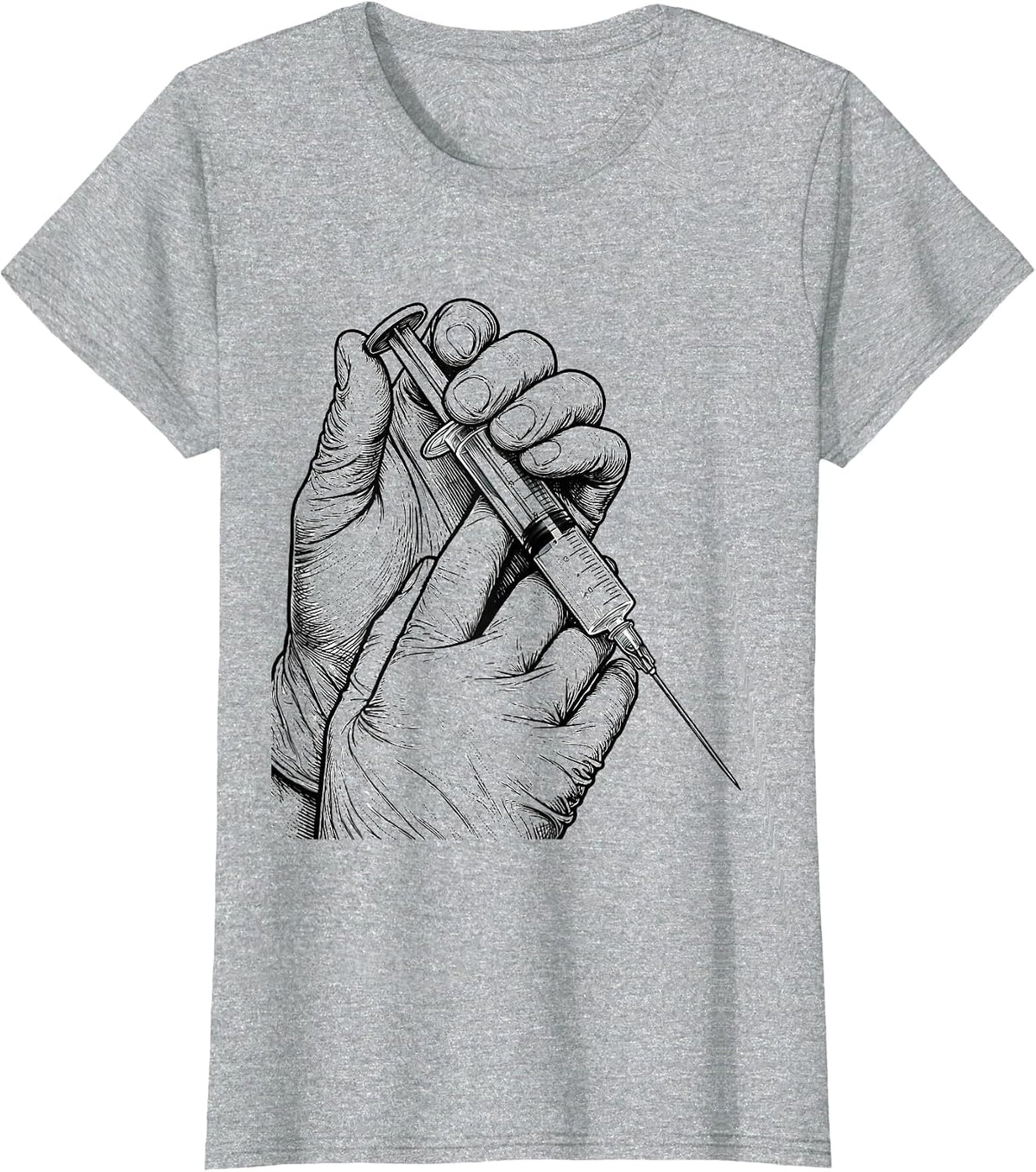 Medical Assistant Syringe Prep Illustration T-Shirt - Heather Grey