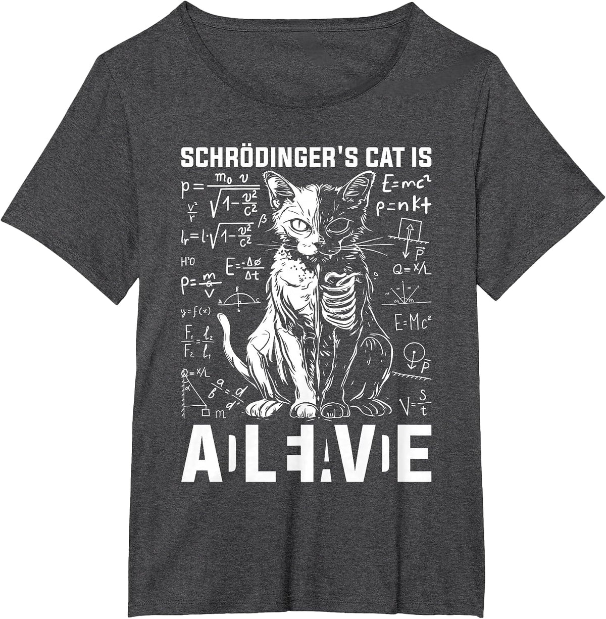 Schrodinger's Cat Dead and Alive Physics T-Shirt - Dark Heather Grey