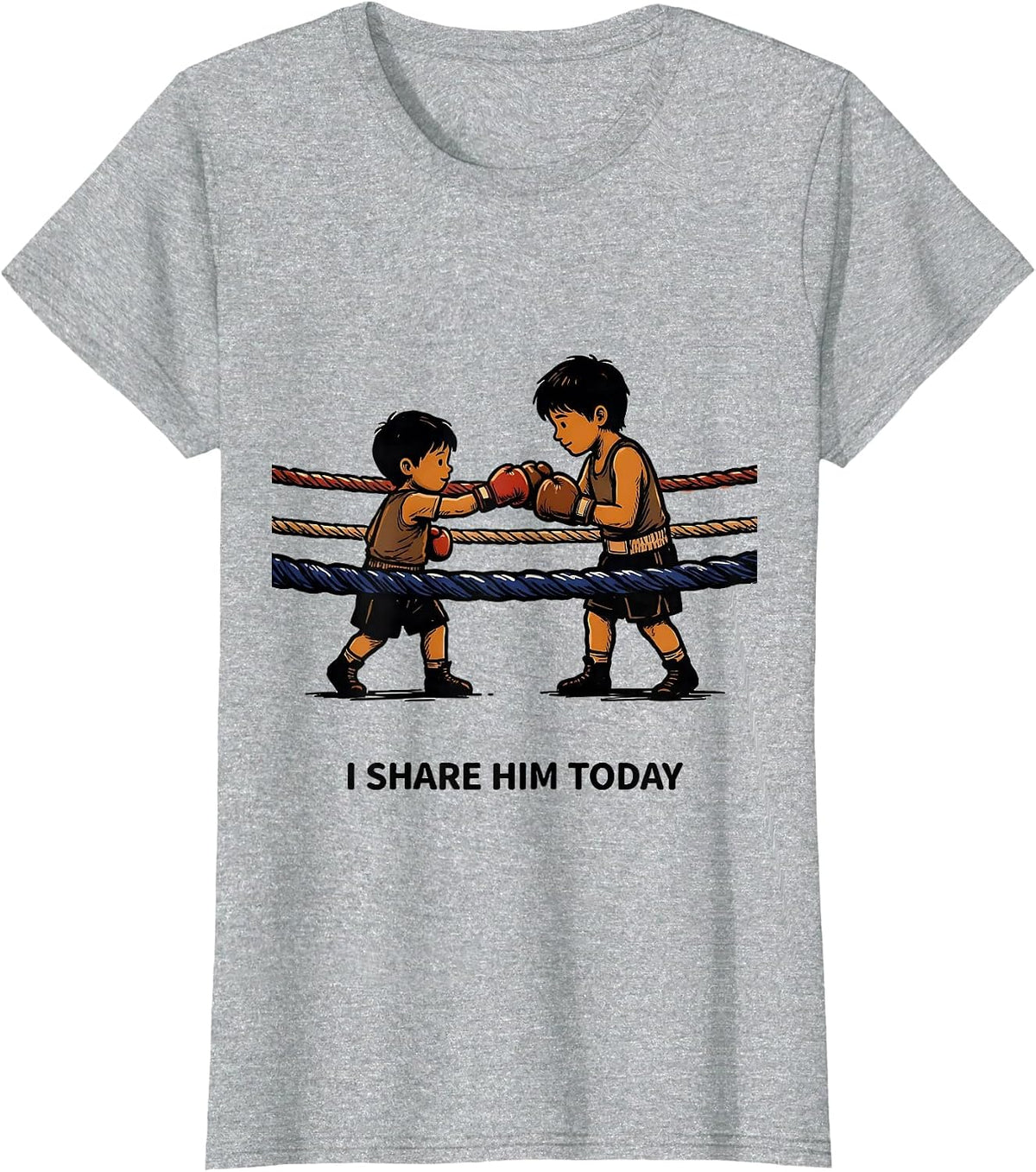 I Share Him Today Boxing Theme Party Birthday Matching Kids T-Shirt - Heather Grey