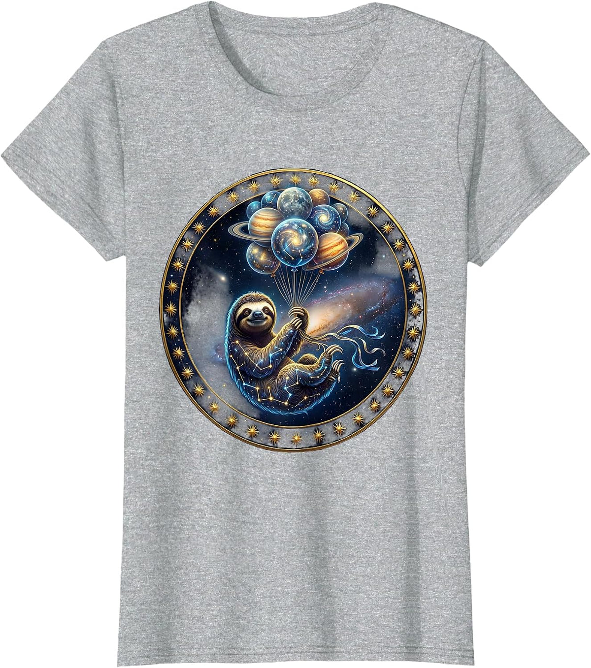 Sloth Birthday Balloon Bouquet Graphic T-Shirt - Heather Grey