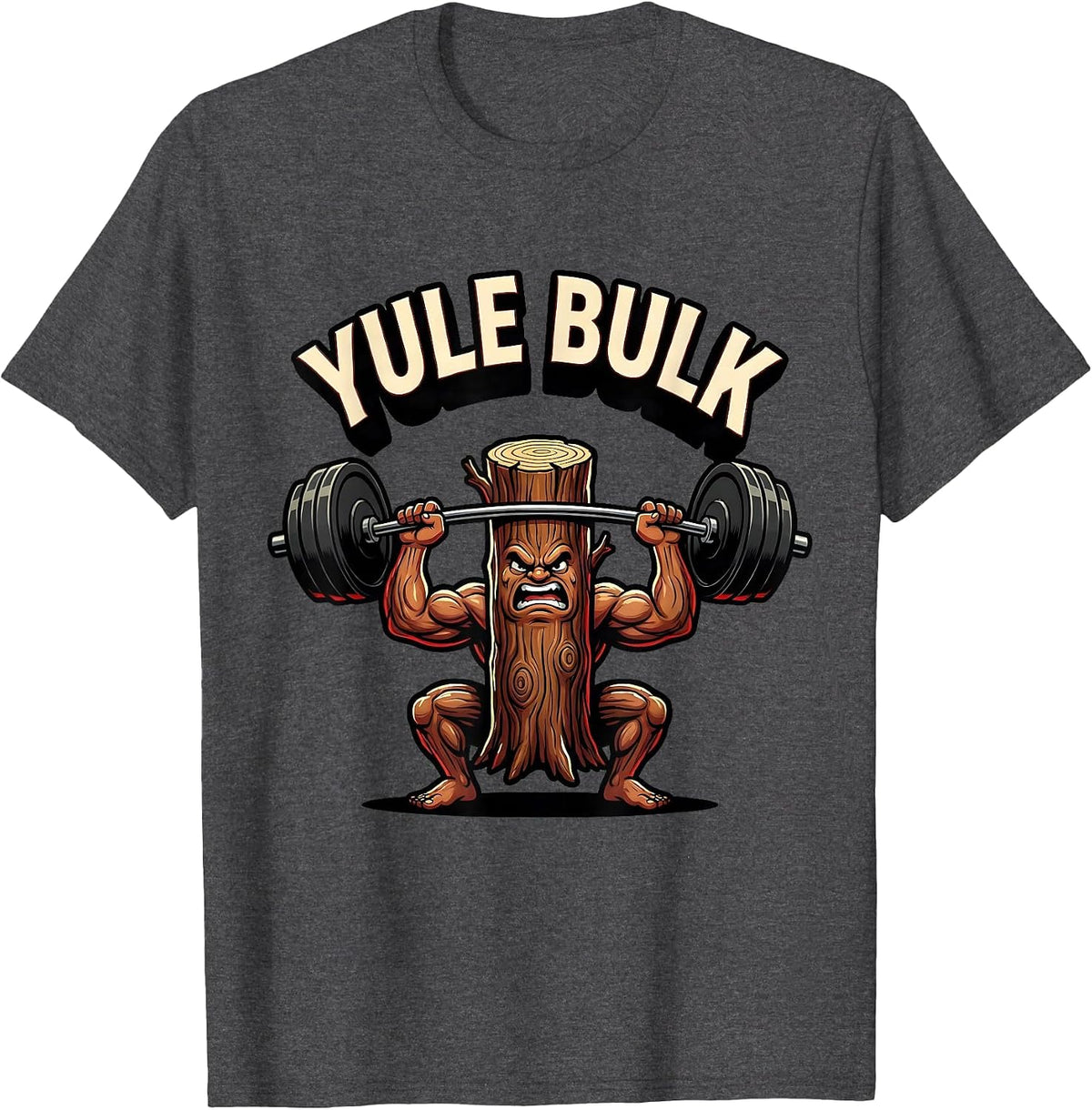 Yule Bulk Funny Christmas Gym Weightlifting Bodybuilding T-Shirt - Dark Heather Grey