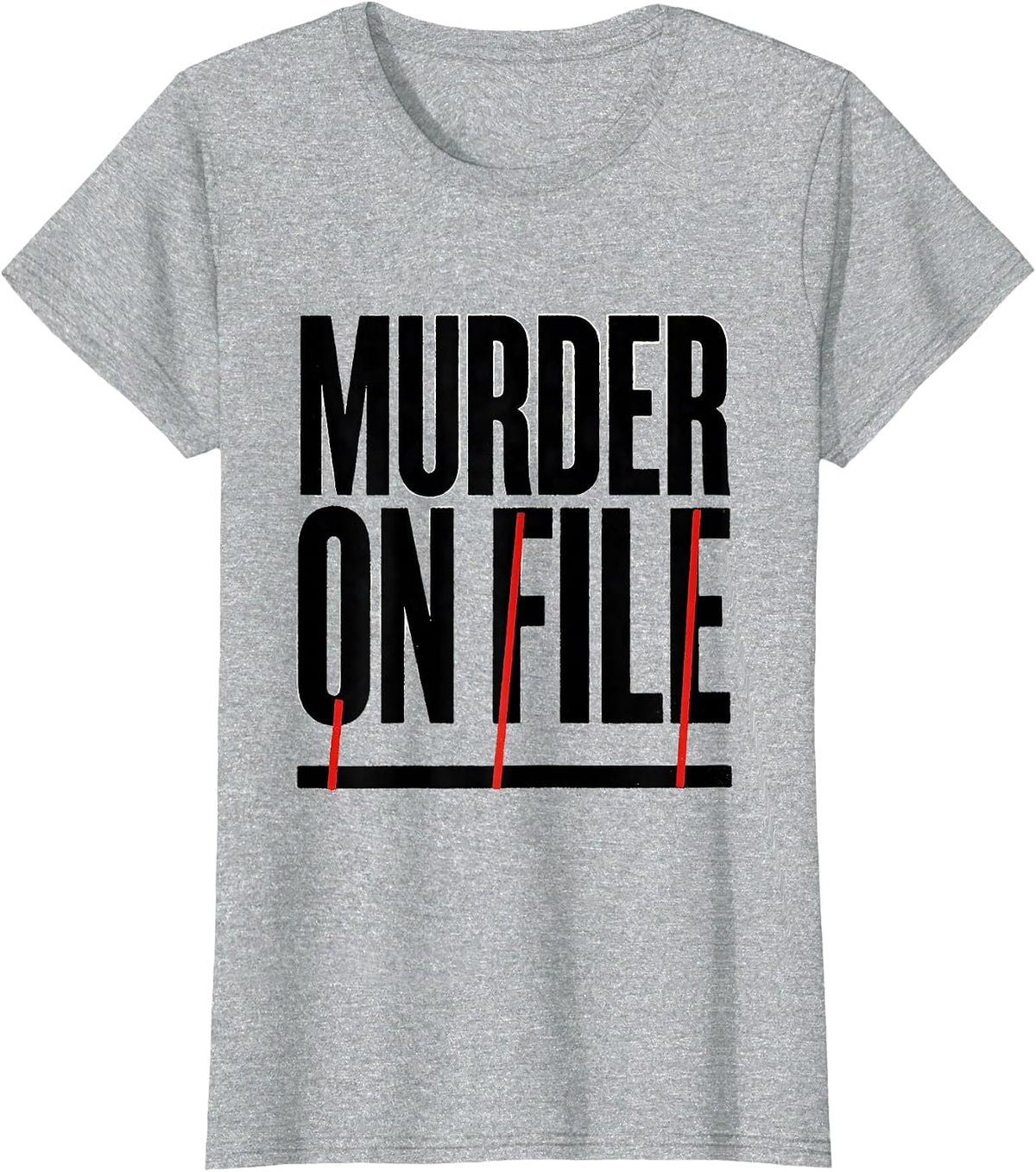 Murder On File Dark Humor Crow Raven Gothic Bird Lover T-Shirt - Heather Grey