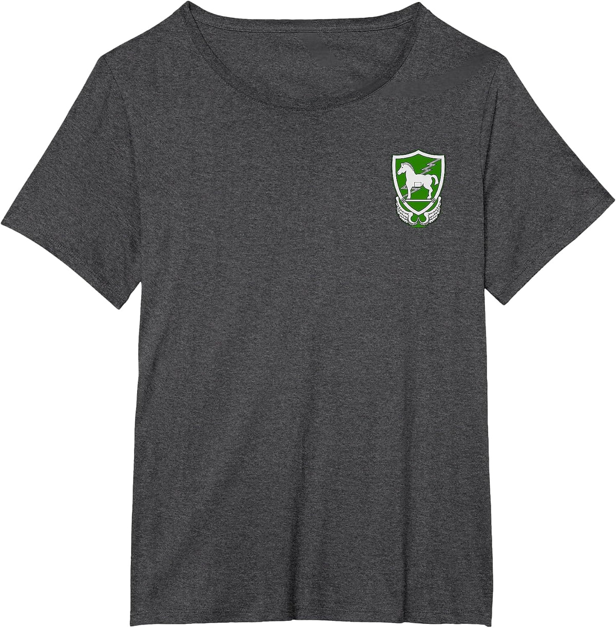 US Army 10th Special Forces Group Trojan Horse Badge Design T-Shirt - Dark Heather Grey