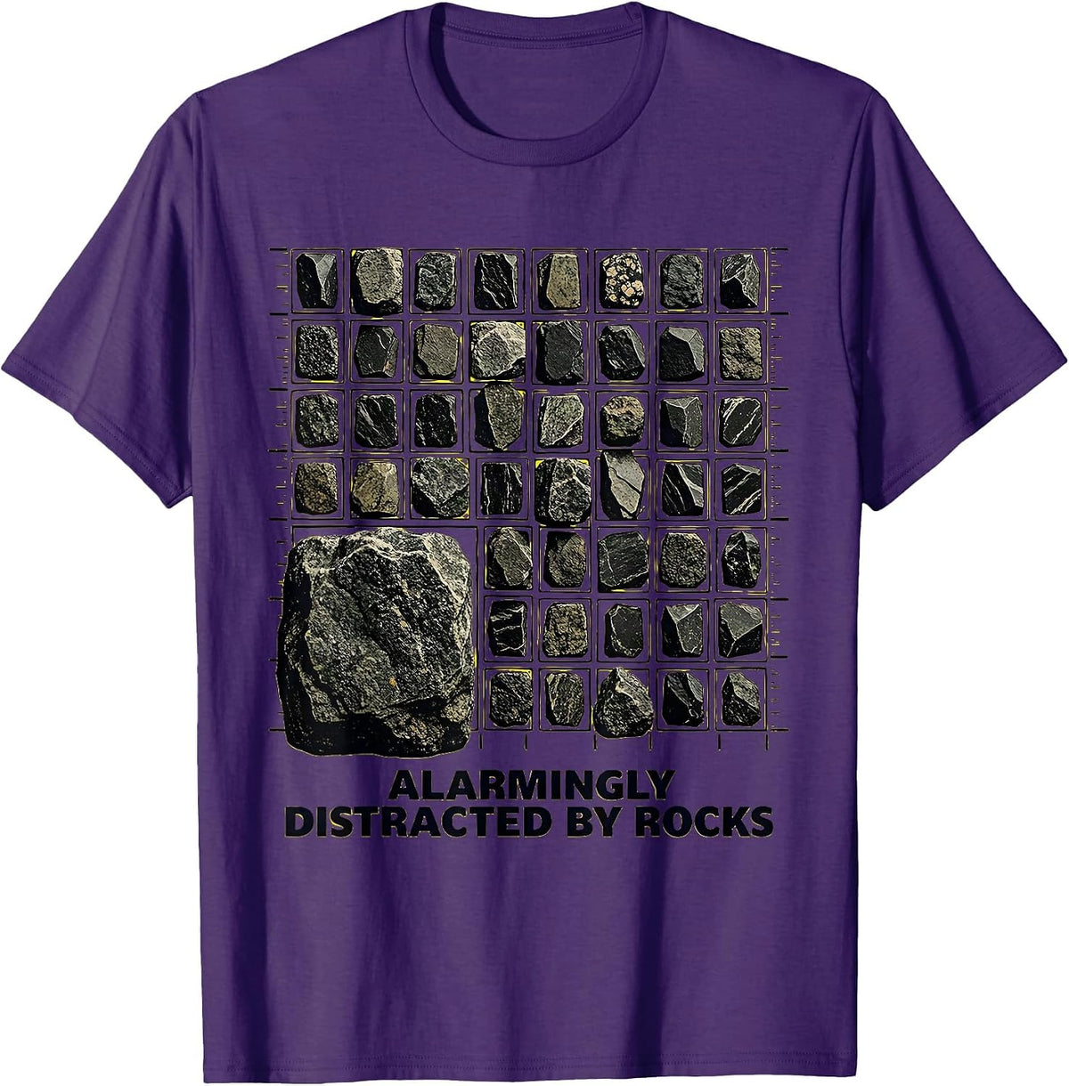 Alarmingly Distracted By Rocks Funny Geologist Rock T-Shirt - Purple