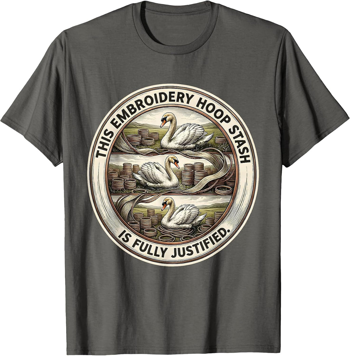 Men's This Embroidery Hoop Stash Is Fully Justified Craft T-Shirt - Asphalt Grey