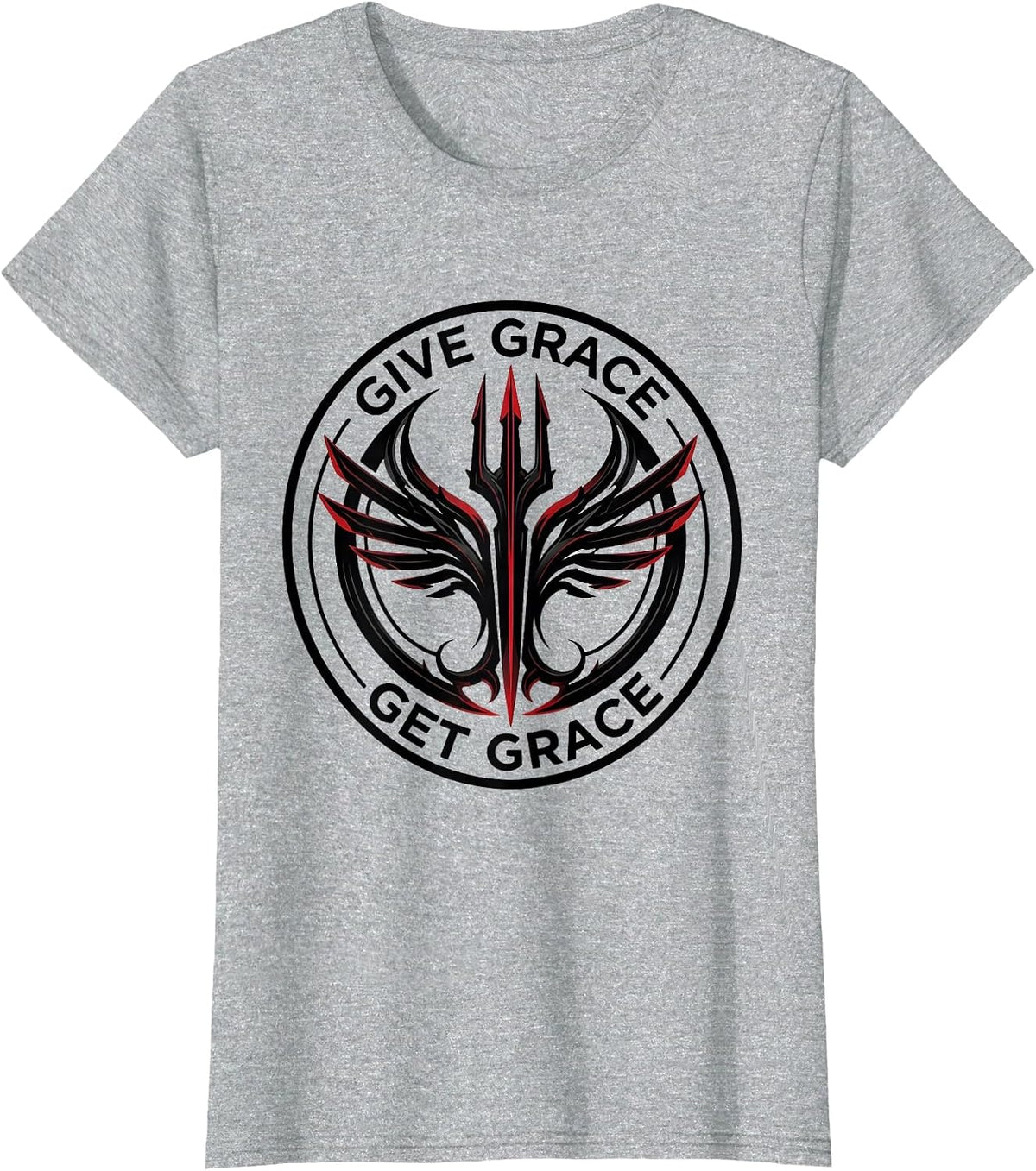 Give Grace Get Grace Inspirational Message Design T-Shirt - Heather Grey