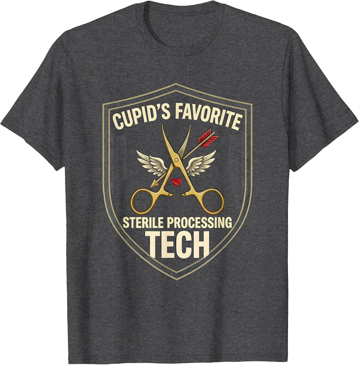 Cupid's Favorite Sterile Processing Tech Nurse T-Shirt - Dark Heather Grey