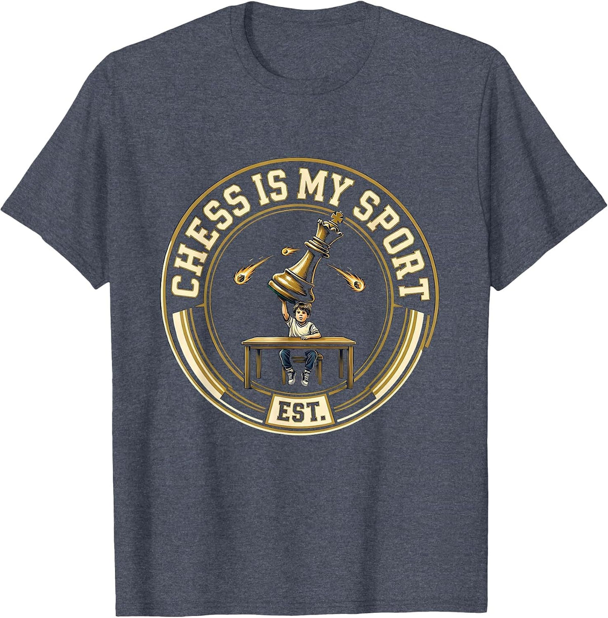 Chess Is My Sport Funny Chess Player Lover Kids Humor T-Shirt - Heather Blue