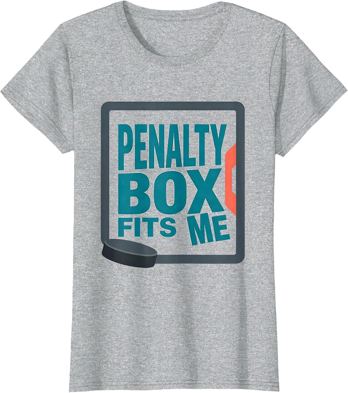 Women's Penalty Box Fits Me Funny Ice Hockey Player Fan Humor T-Shirt - Heather Grey