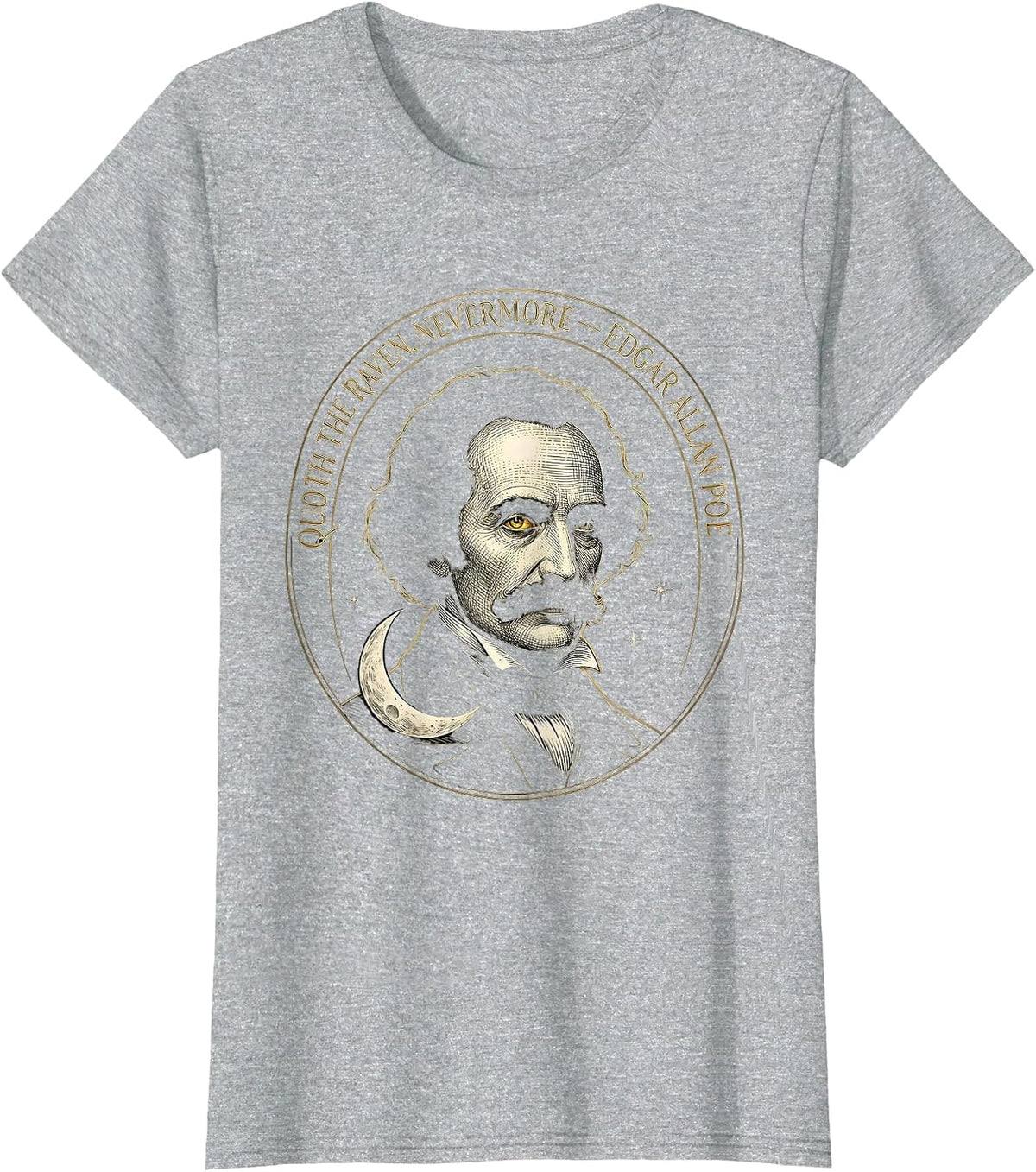 Quoth The Raven Nevermore Edgar Allan Poe Gothic T-Shirt - Heather Grey