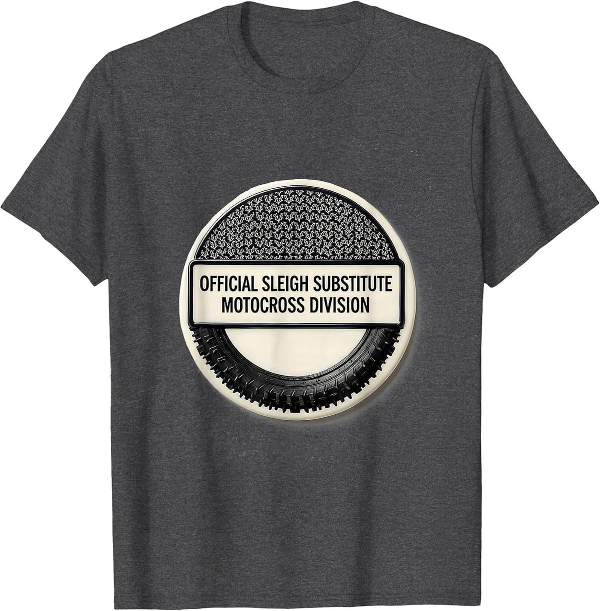 Official Sleigh Substitute Motocross Division Biker T-Shirt - Dark Heather Grey