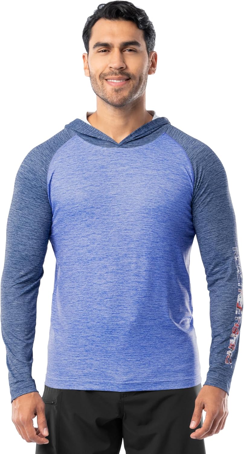 Realtree Men's Long Sleeve Patriotic Performance Fishing Hoodie - Cationic Woodcut Sleeve
