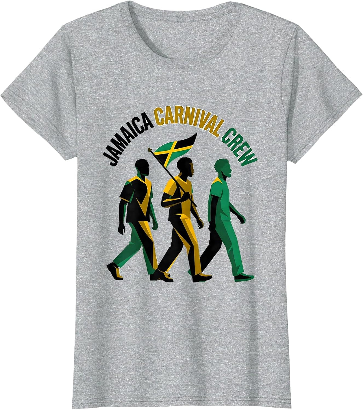 Women's Jamaica Carnival Crew Flat Vector Patriotic Pride Flag T-Shirt - Heather Grey