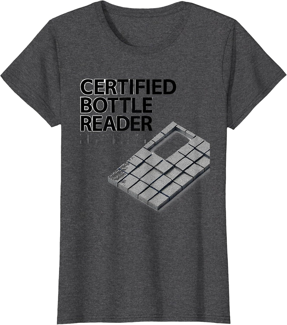 Women's Certified Bottle Reader Funny Pharmacy Tech Technician Humor T-Shirt - Dark Heather Grey