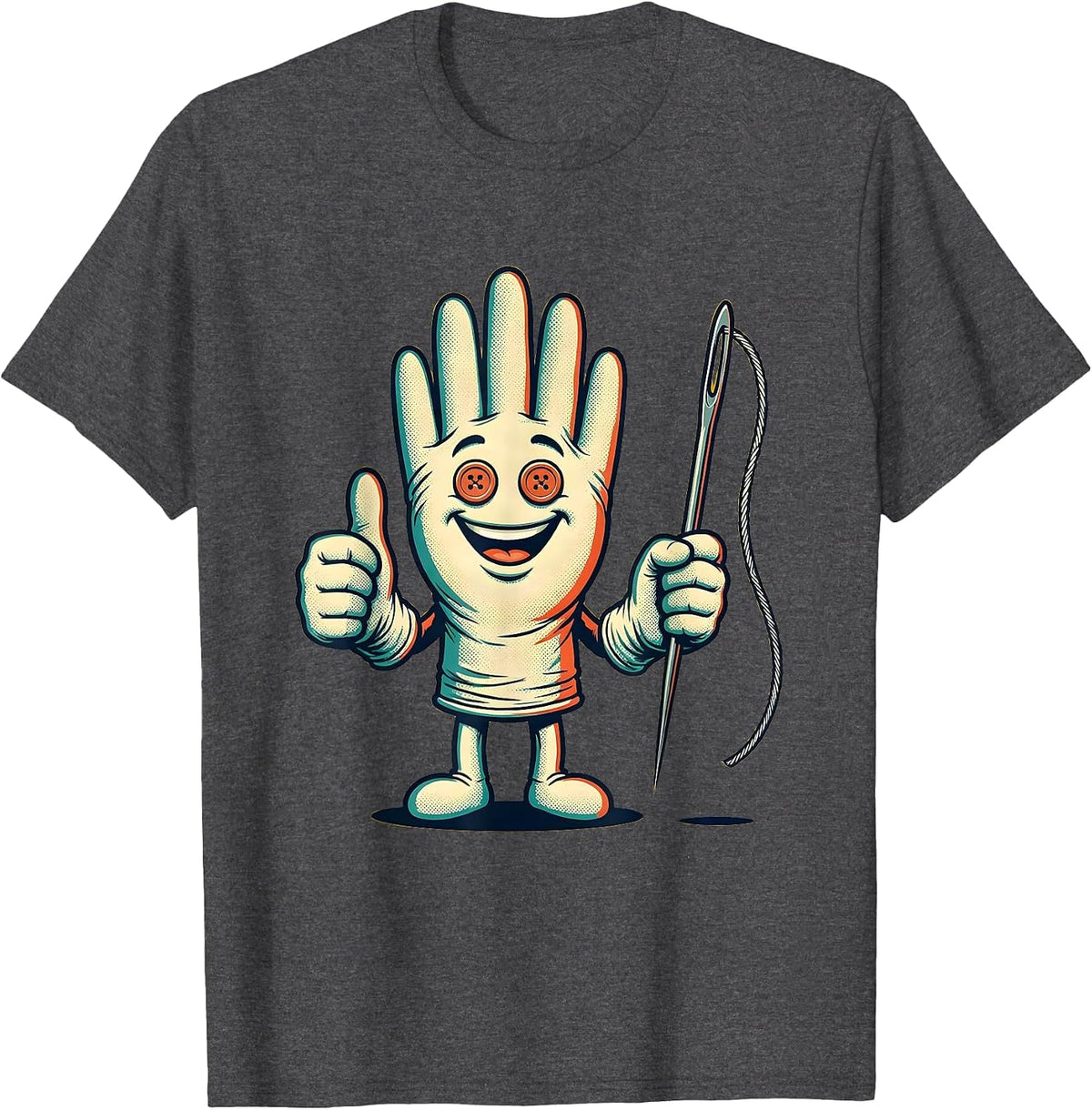 Nurse Suture Illustration Graphic Design T-Shirt - Dark Heather Grey