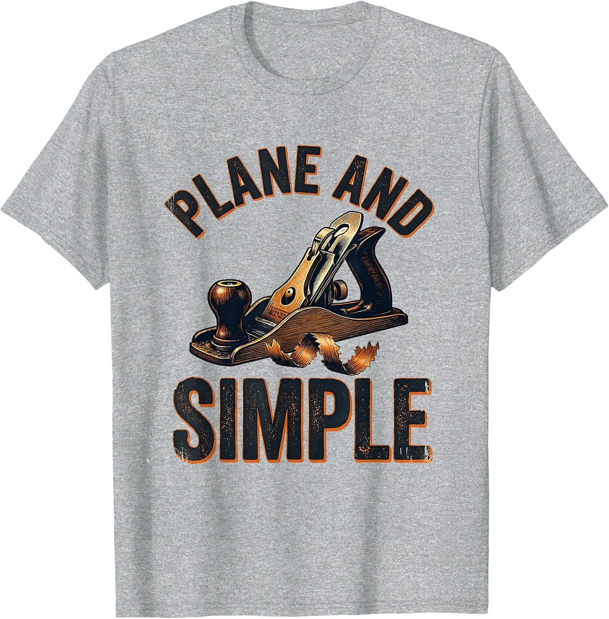 Men's Plane And Simple Vintage Carpenter Dad Humor Woodworking T-Shirt - Heather Grey
