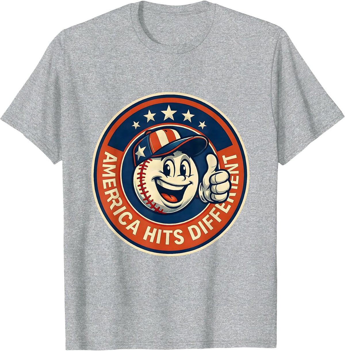 Men's America Hits Different Patriotic USA Design T-Shirt - Heather Grey