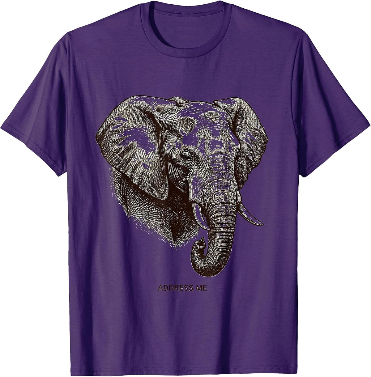 Address Me Crosshatch Elephant Head Cute Elephant Lover T-Shirt - Purple