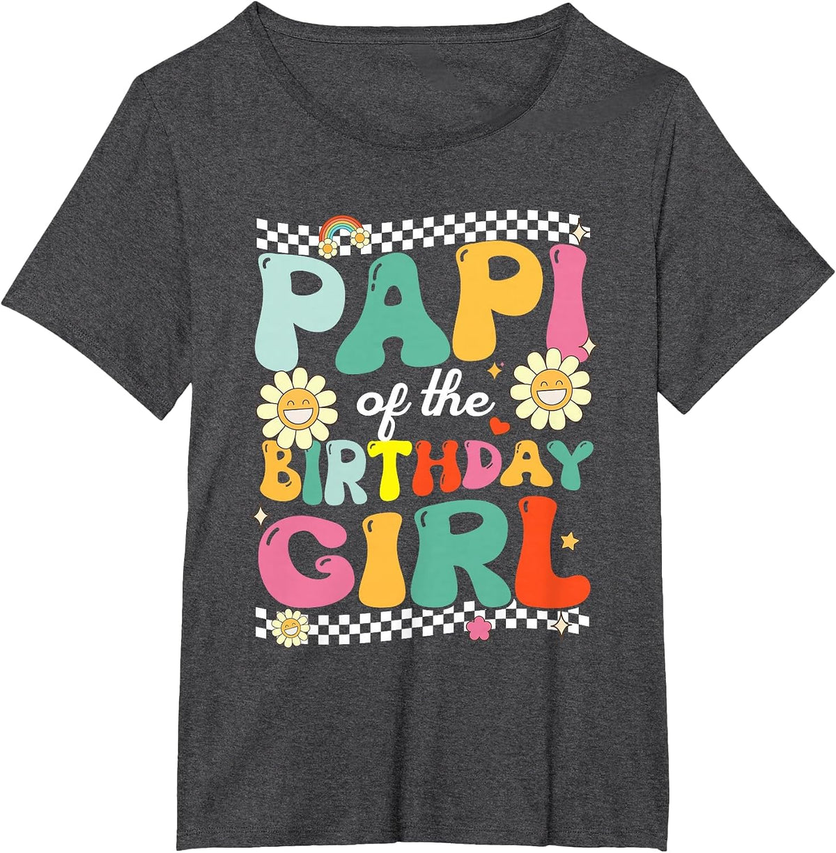 Papi of The Birthday Girl Family Groovy Birthday Party T-Shirt - Dark Heather Grey