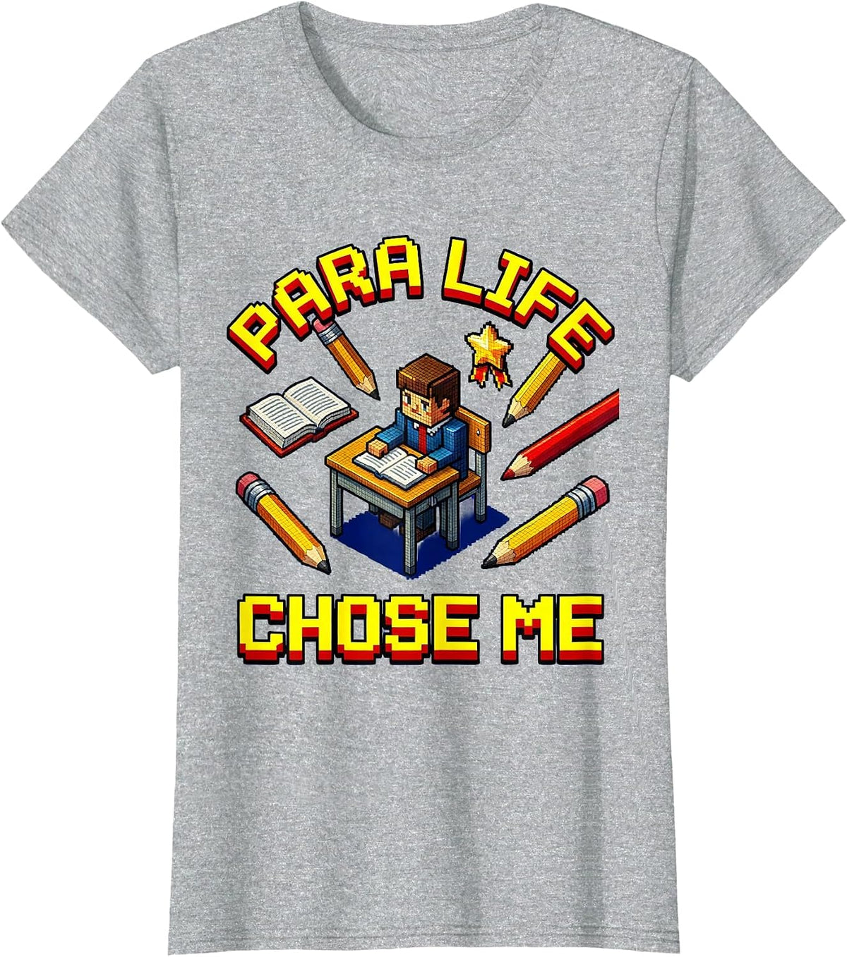 Women's Para Life Chose Me Paraprofessional Design T-Shirt - Heather Grey