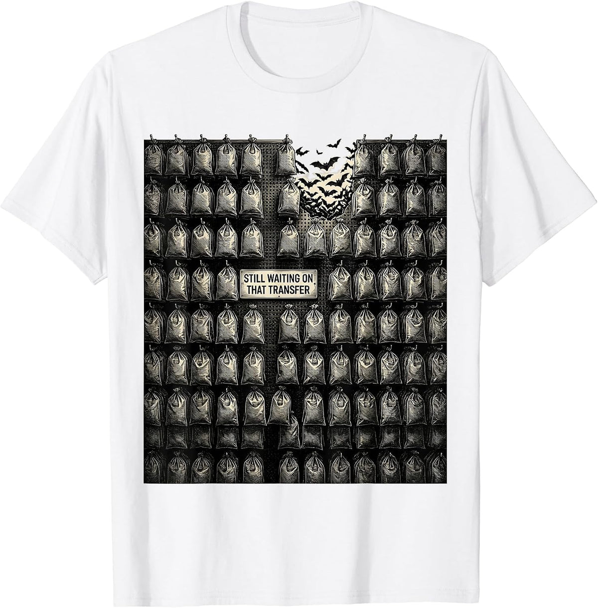 Men's Still Waiting On That Transfer Funny Pharmacy Halloween T-Shirt - White
