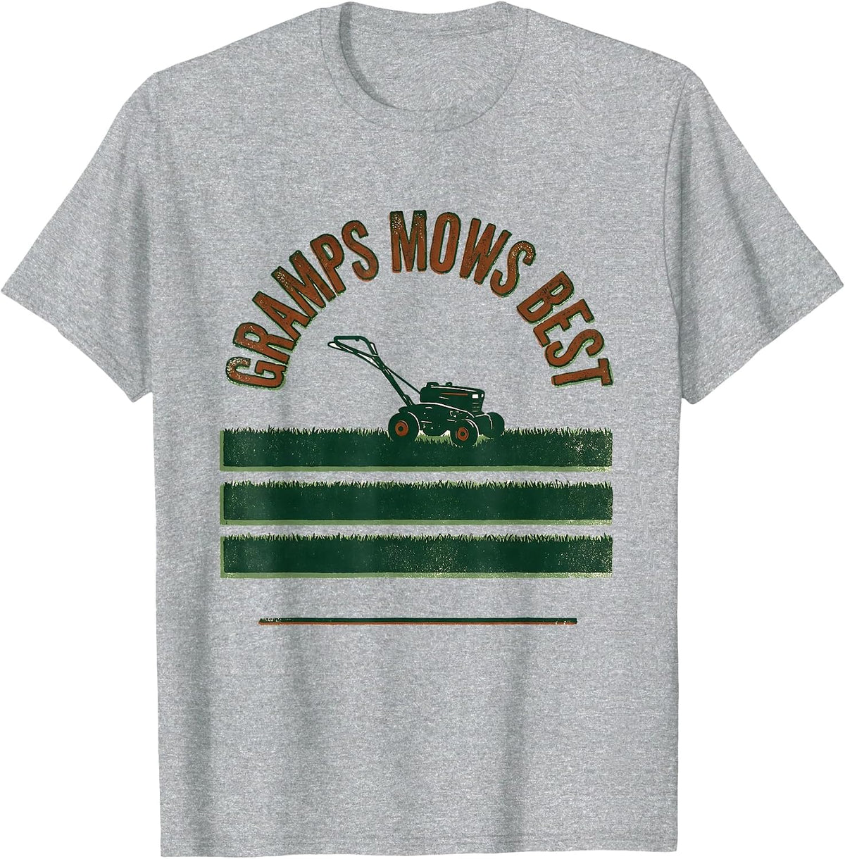 Men's Gramps Mows Best Vintage Funny Dad Lawn Mower Gift T-Shirt - Heather Grey
